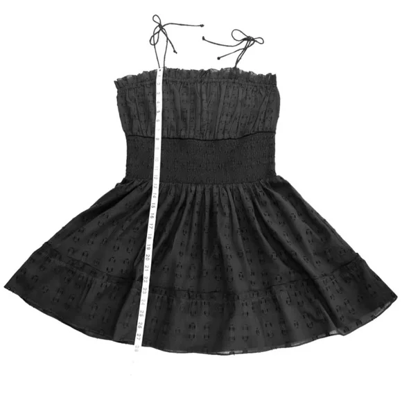 Anthropologie Cleobella tie shoulder adjustable black mini sundress short large - Picture 11 of 13